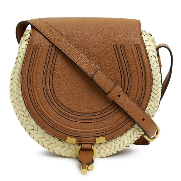 Chloe Handbags - Chloe Marcie basket crossbody bag raffia Tan